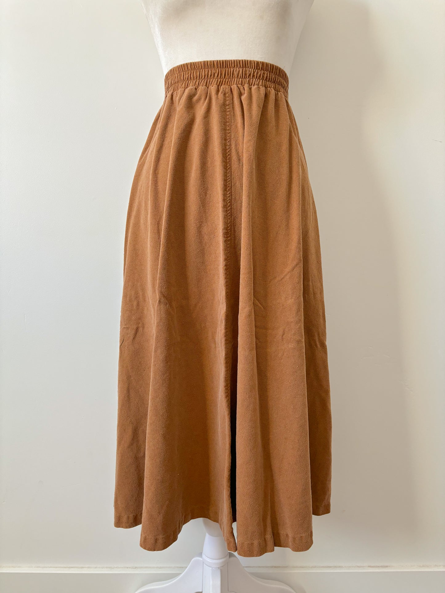 Brown raw silk skirt-S