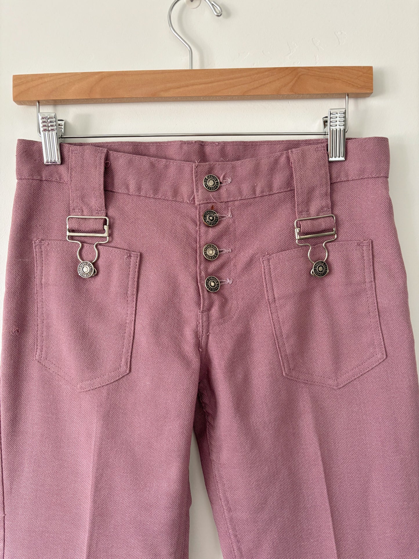 Pink button fly trousers-XS