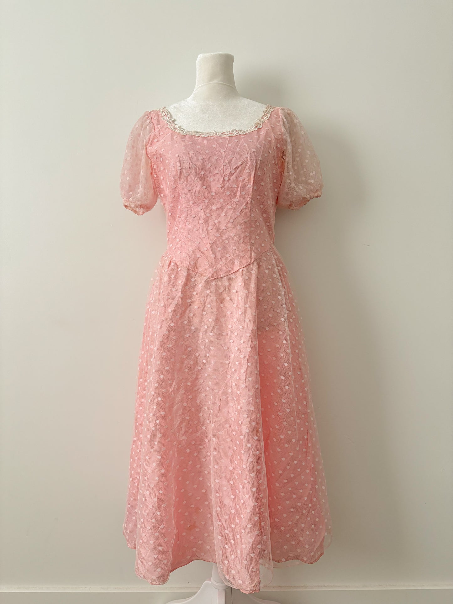 Pink polka dot gown-S