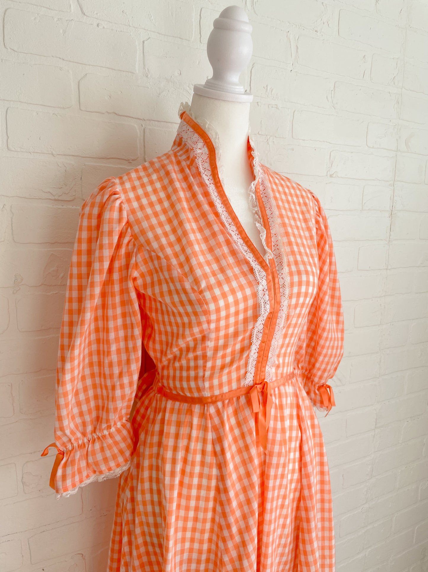 Orange Checkered Dress-Small