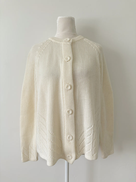 Cream button cardigan-M