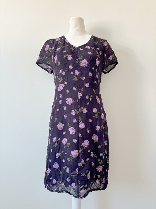 Purple floral dress-S