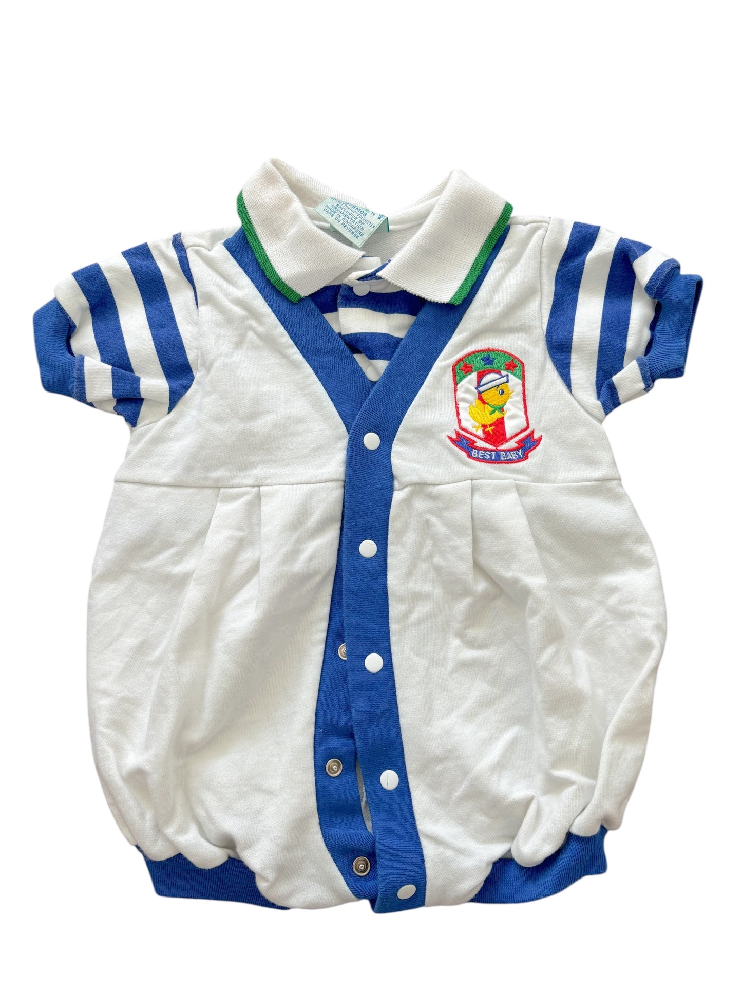 Baby white & blue duck romper-6-9M