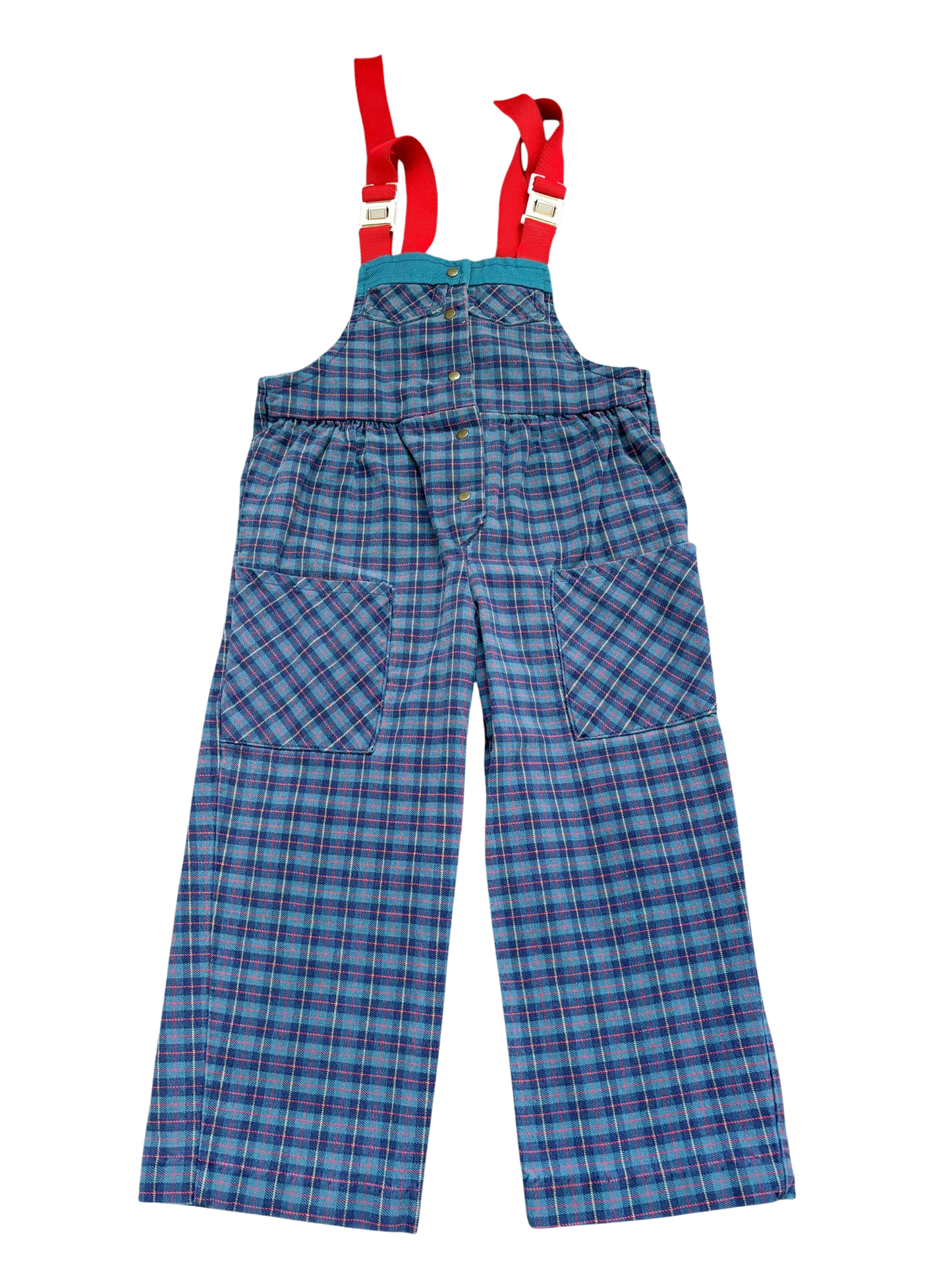 Plaid overalls-3T