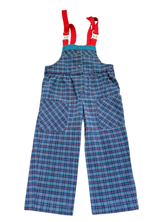 Plaid overalls-3T