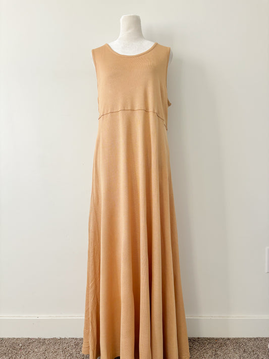 Yellow silk maxi dress-L