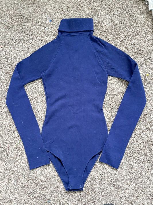 Navy ribbed bodysuit-XS