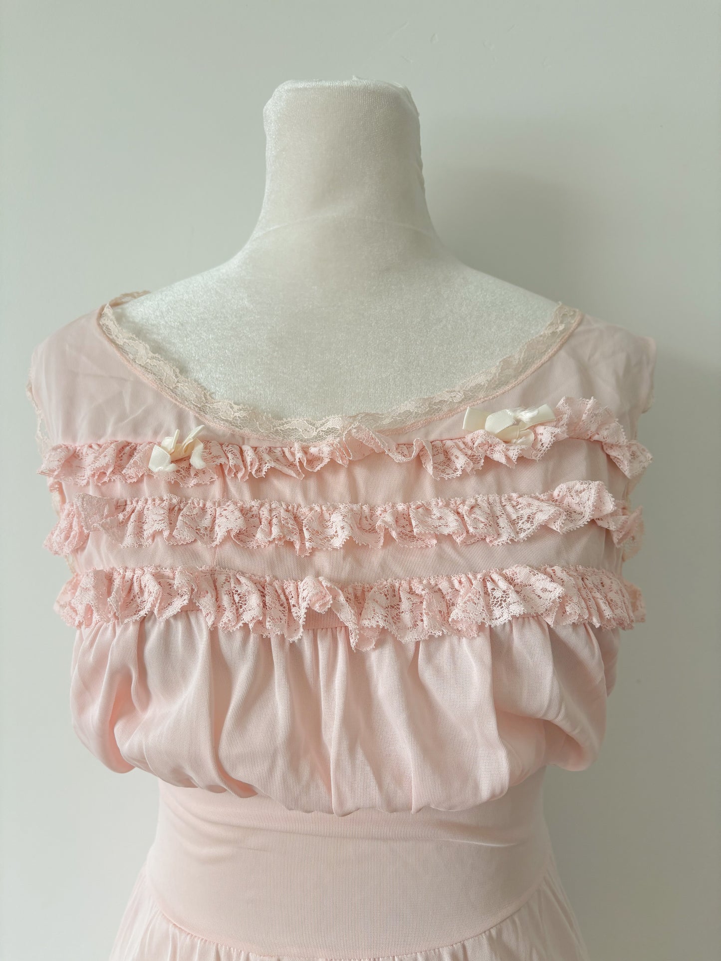 Pink ruffle slip dress-M