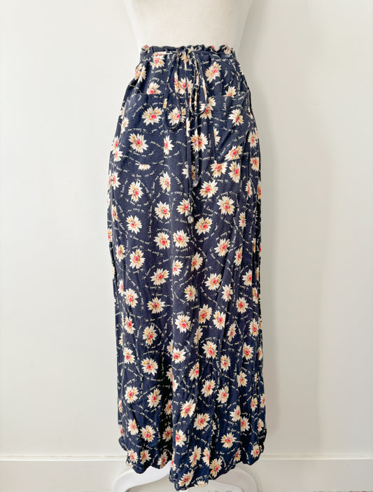 Anchor blue drawstring maxi skirt-M