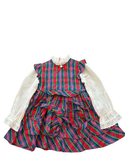 Baby red & blue plaid dress-4