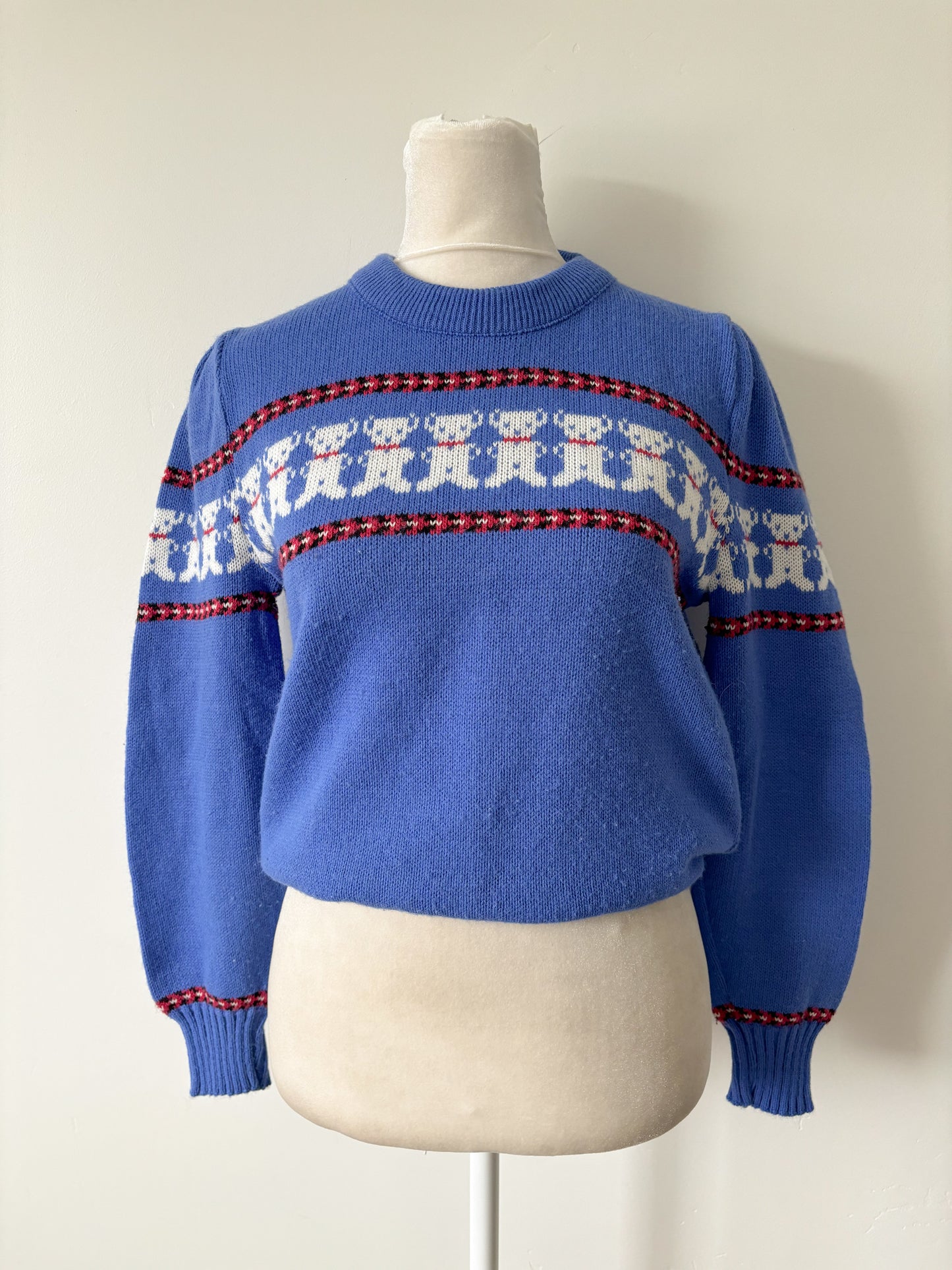 Blue teddy bear sweater-S