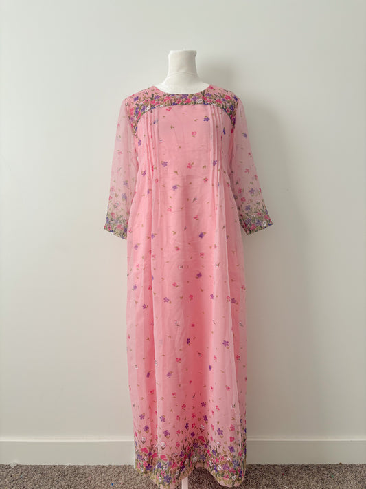 Pink floral maxi dress-M