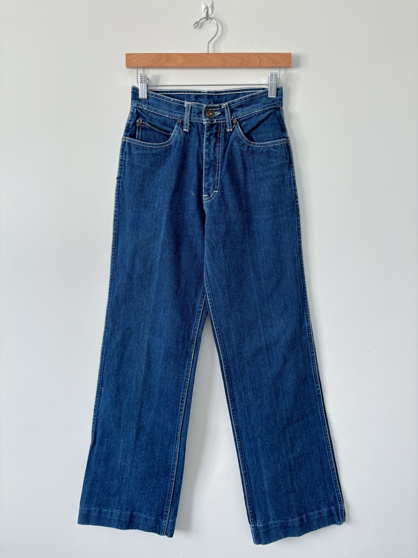 Blue white stitch wide leg desperado jeans-27