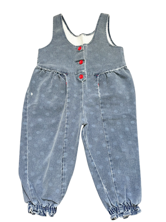 Baby red button overalls