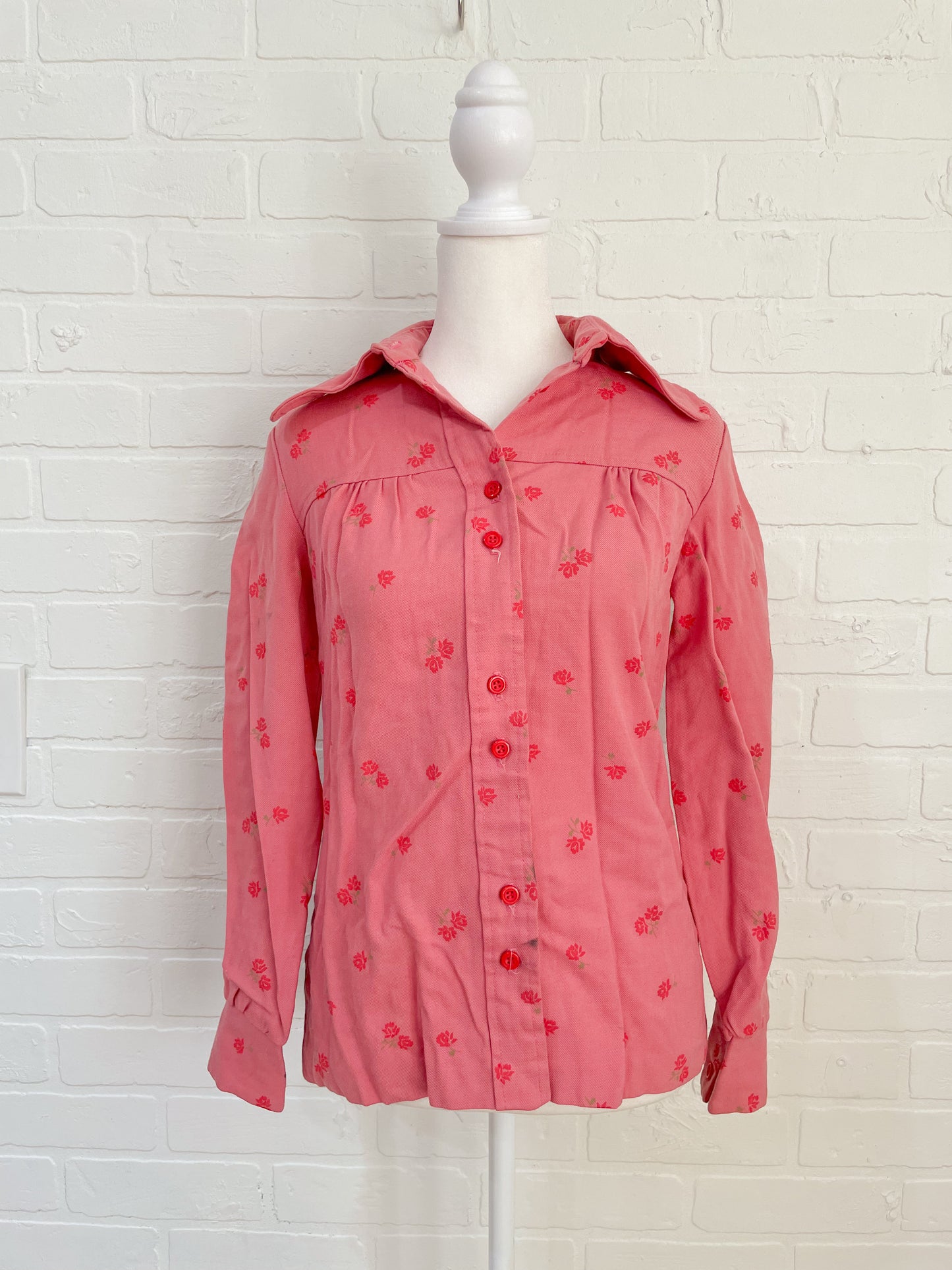 Pink Floral Button Up - small