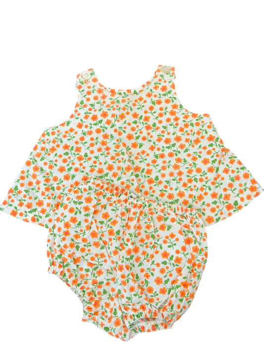 Baby orange floral dress set