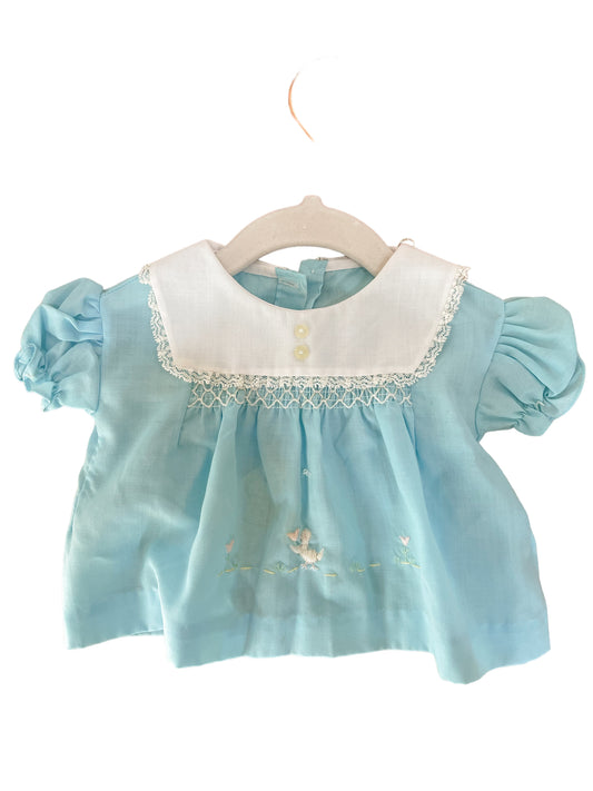 Baby Blue embroidered duck top