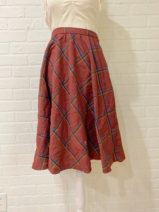 Maroon Plaid JCPenney skirt - small