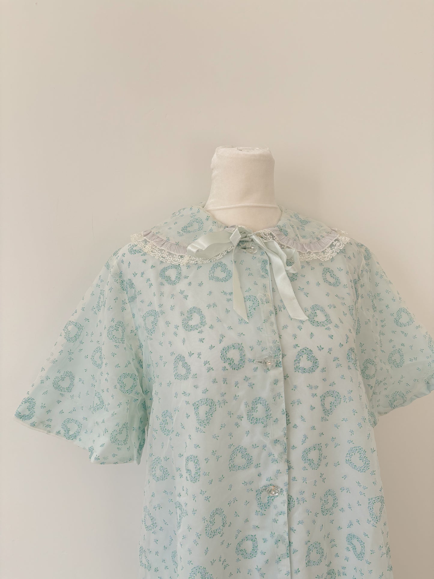 Blue floral heart housecoat-M