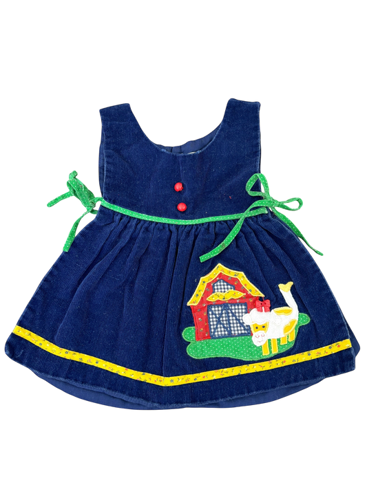 Baby navy house apron dress-12M