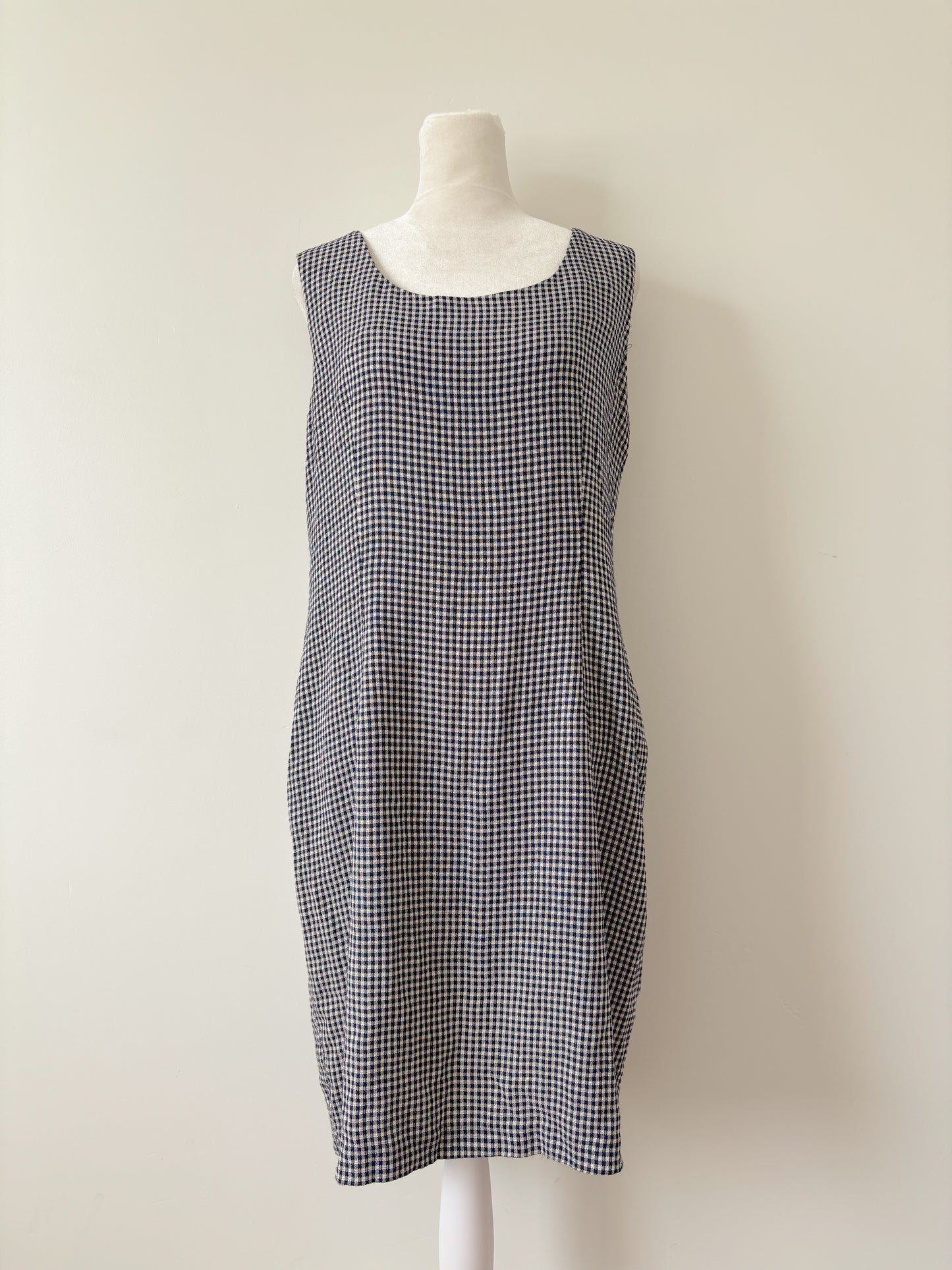 Navy and white checker dress-L