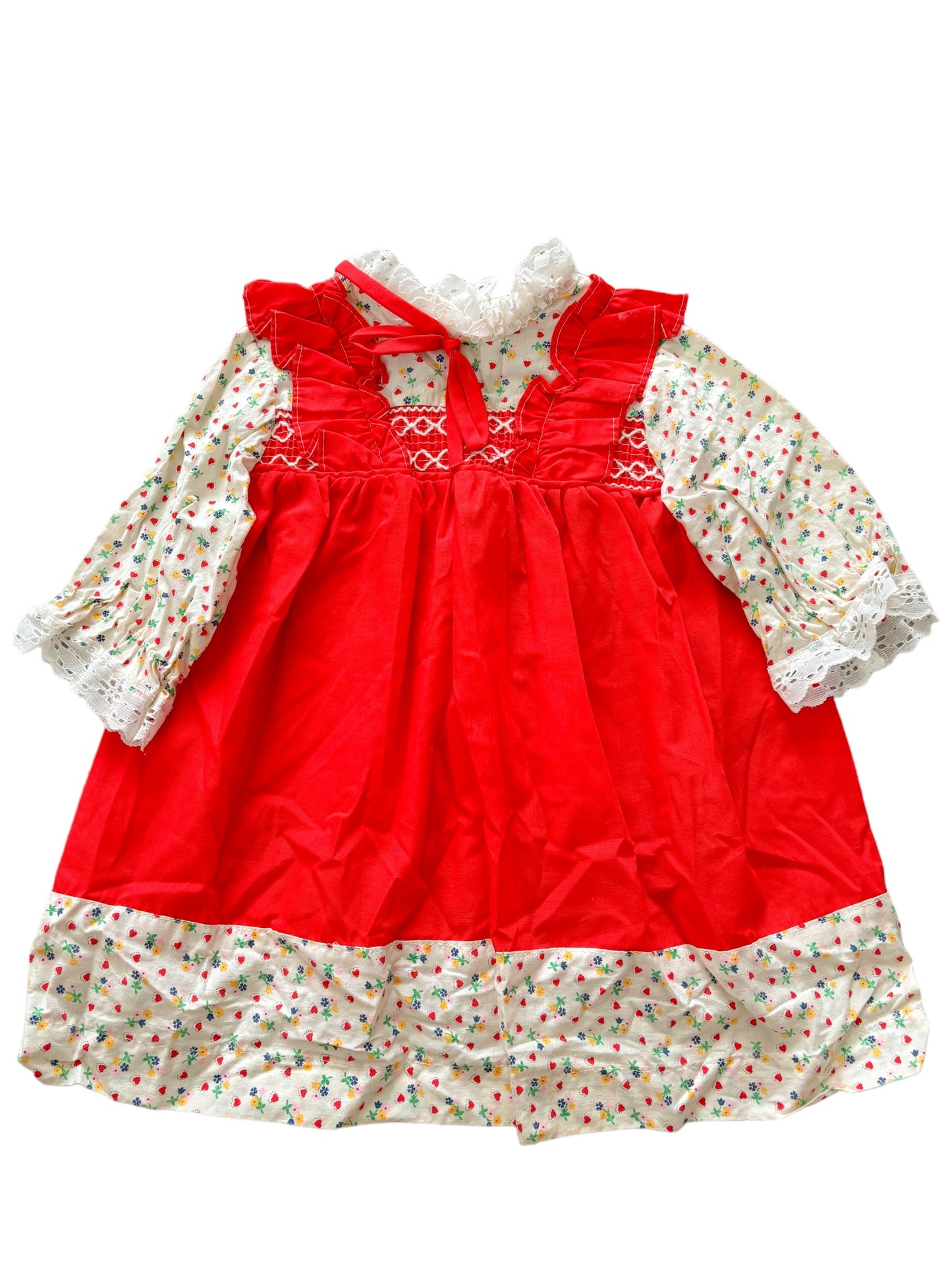 Baby red & white floral dress