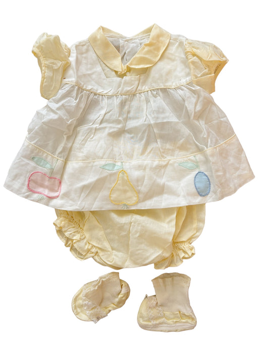 Baby fruit dress, diaper cover and booties