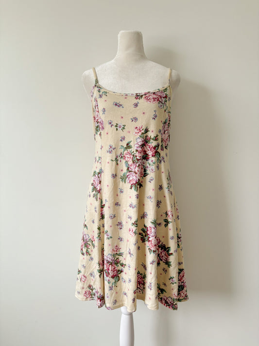 Yellow floral tank dress-L