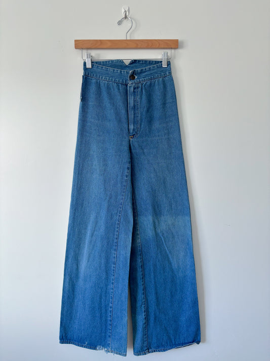 Blue wash wide leg jeans-S