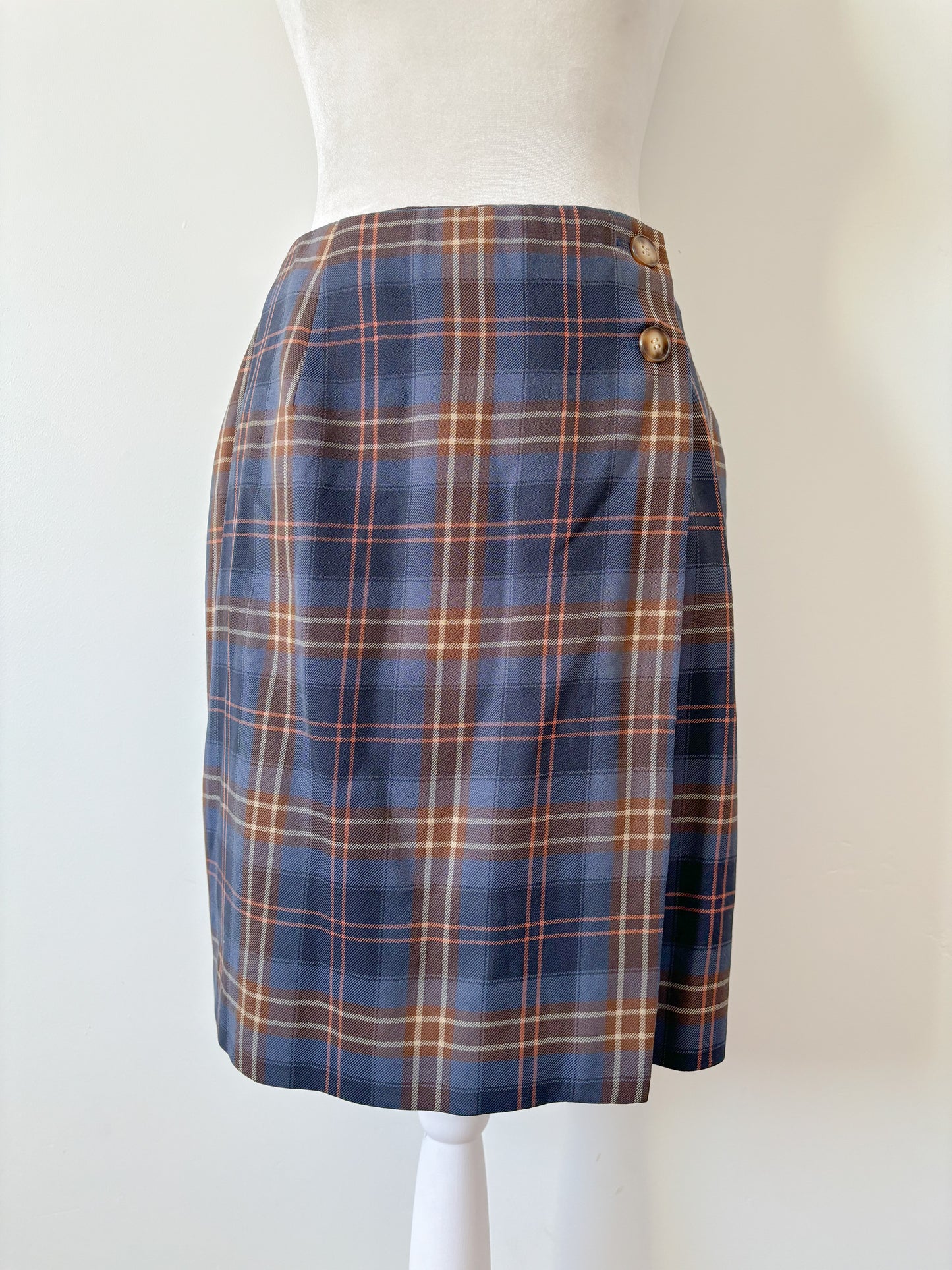 Plaid wrap skirt-M