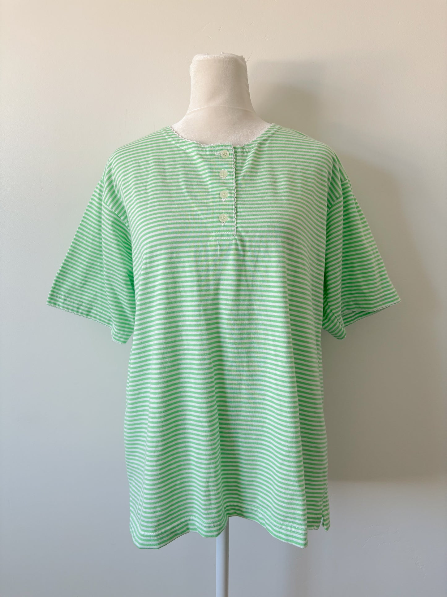 Green striped tee-M