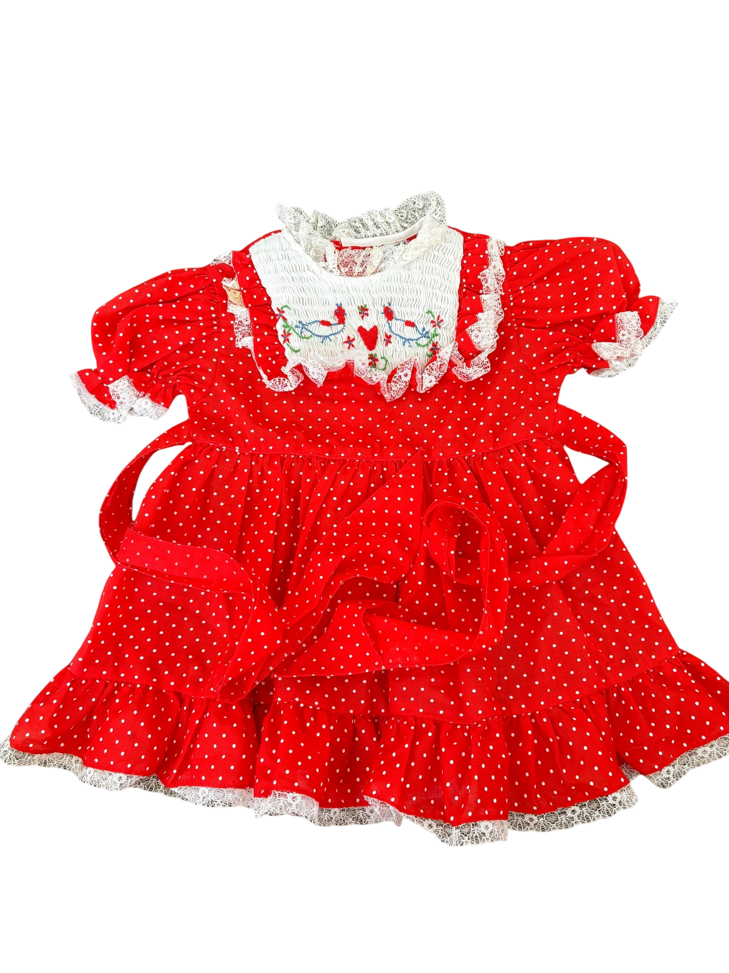 Baby red polka dot dress-2T