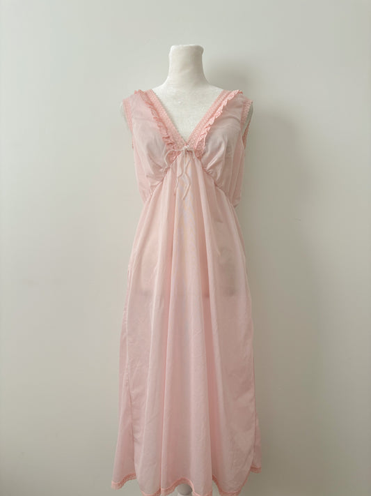 Pink lace trim nightgown-M