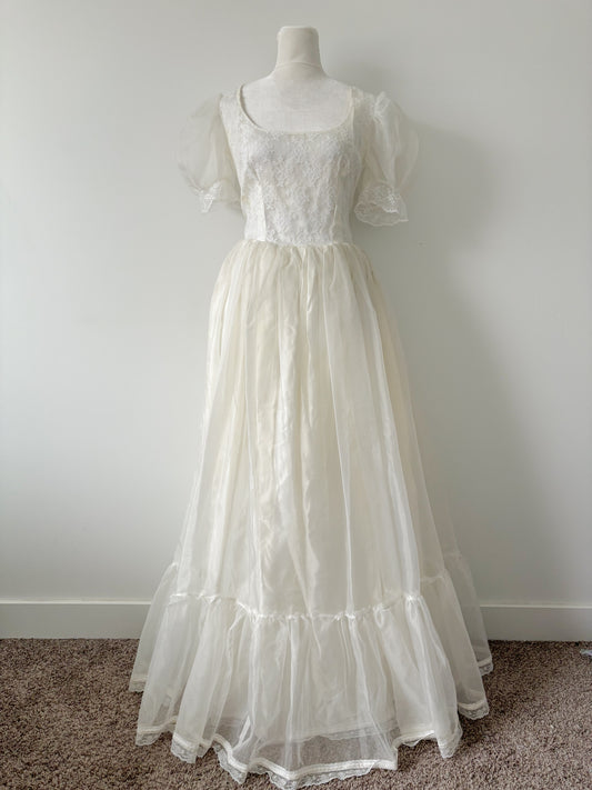 Lace top wedding dress-S