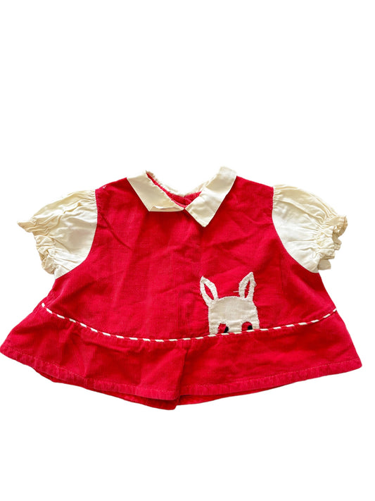 Baby red corduroy bunny dress