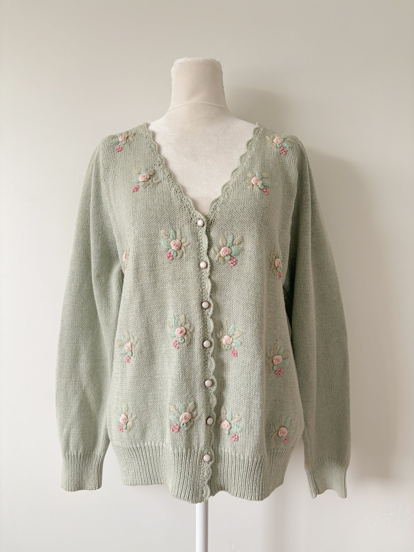 Teal floral cardigan-M