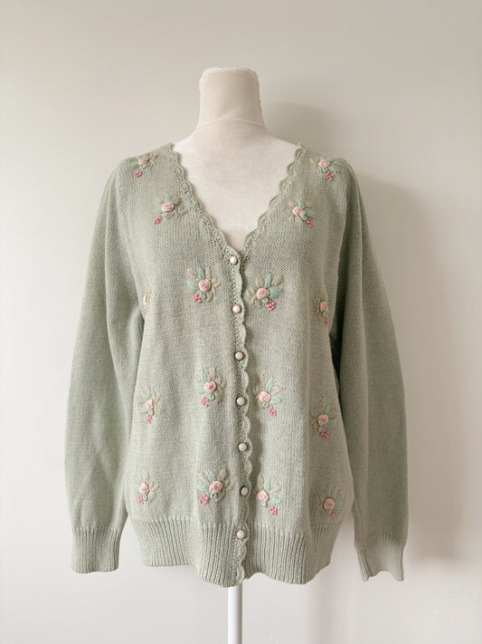 Teal floral cardigan-M