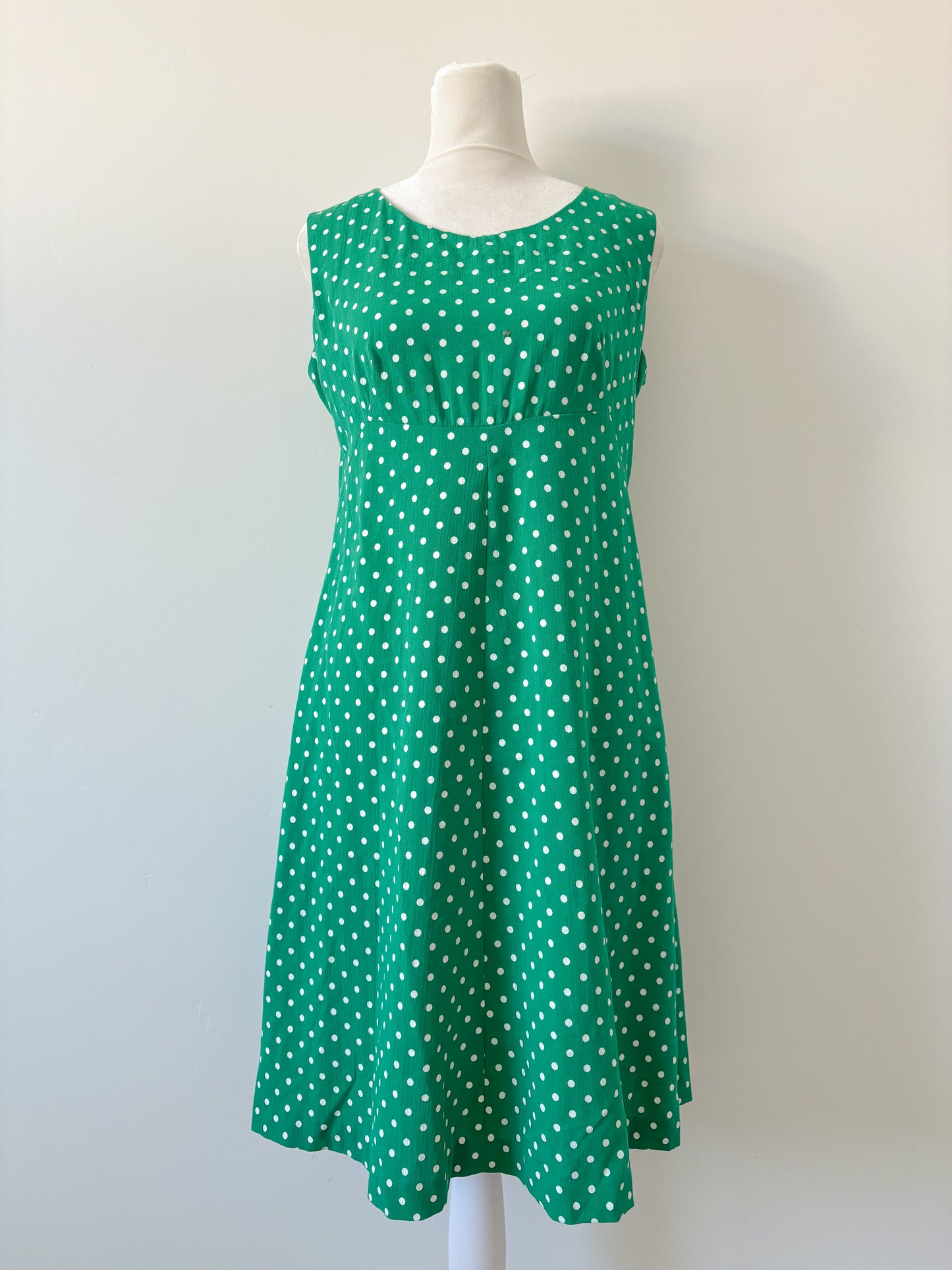 Green polka dot dress-S