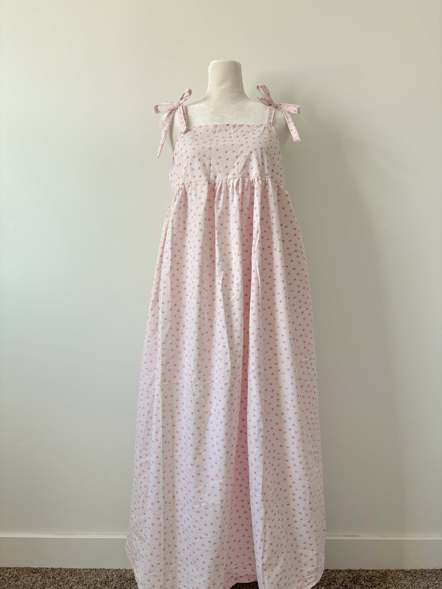 Handmade pink floral maxi dress