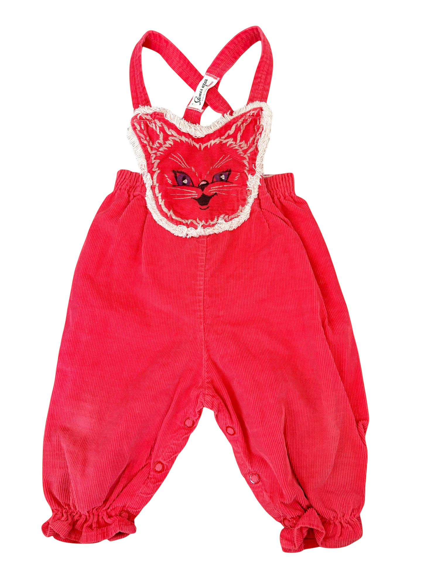 Baby red cat overalls-18M