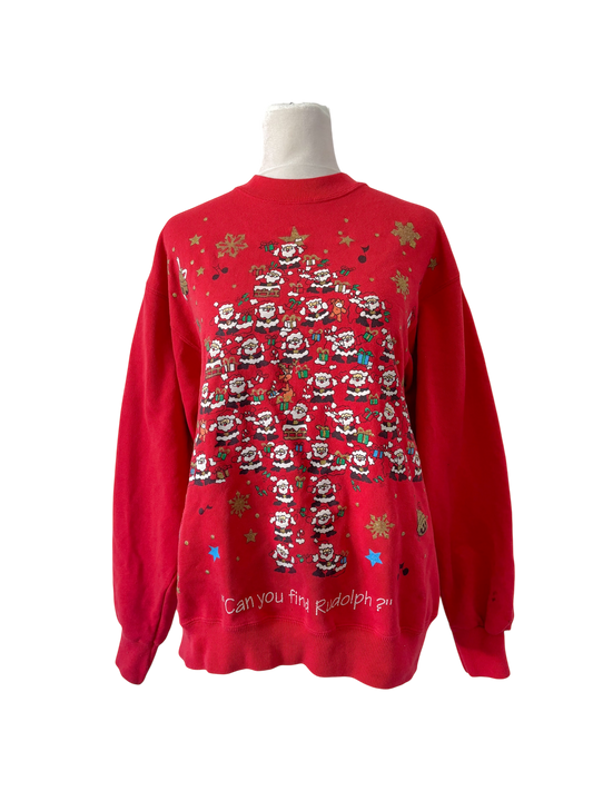 Red tree Santa sweatshirt-M