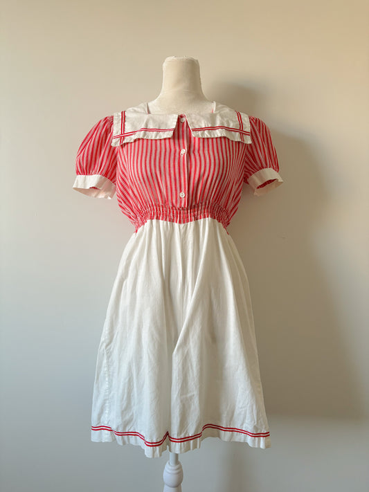 Red stripe romper-XS