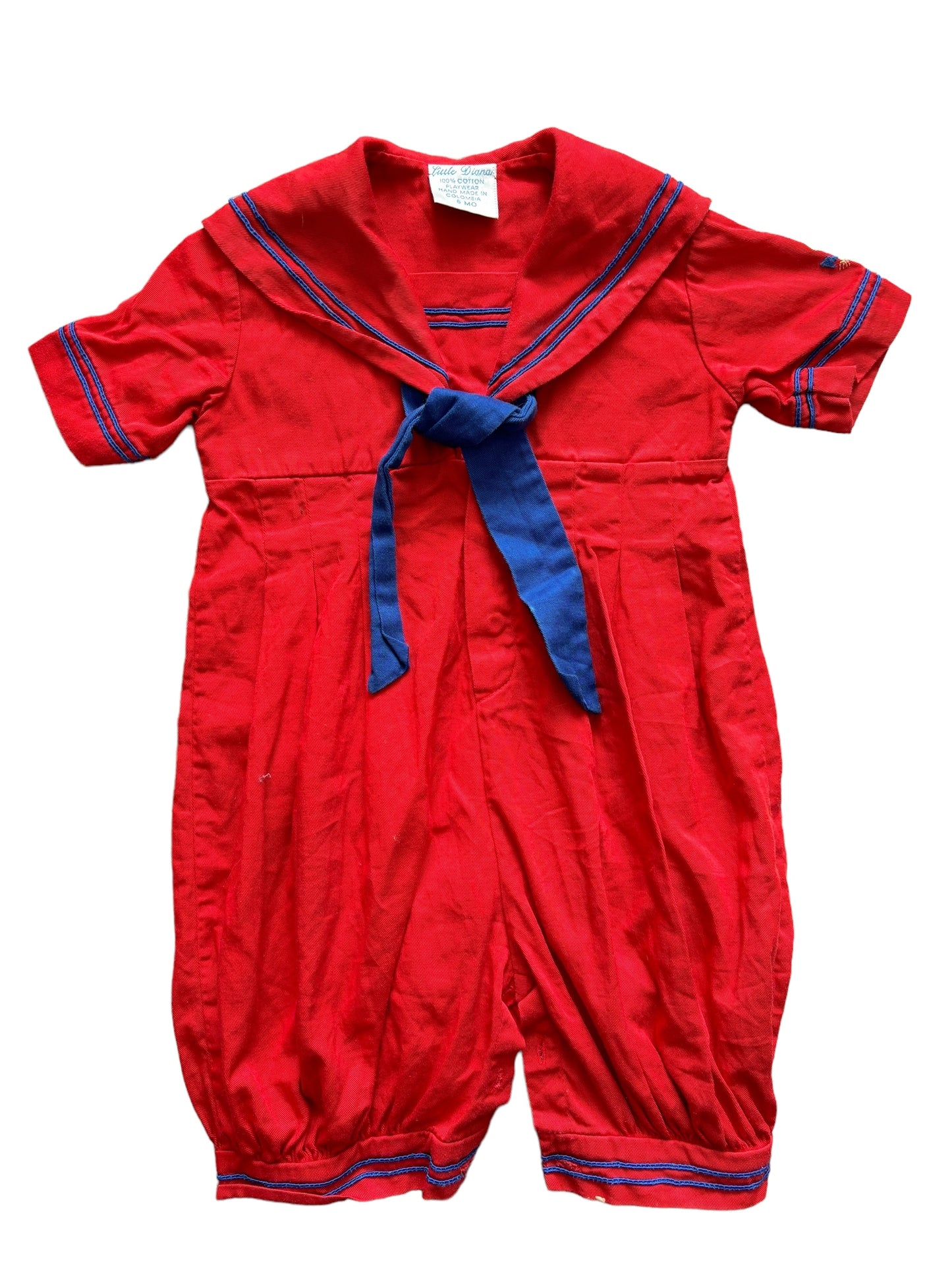 Baby red sailer jumpsuit-6M