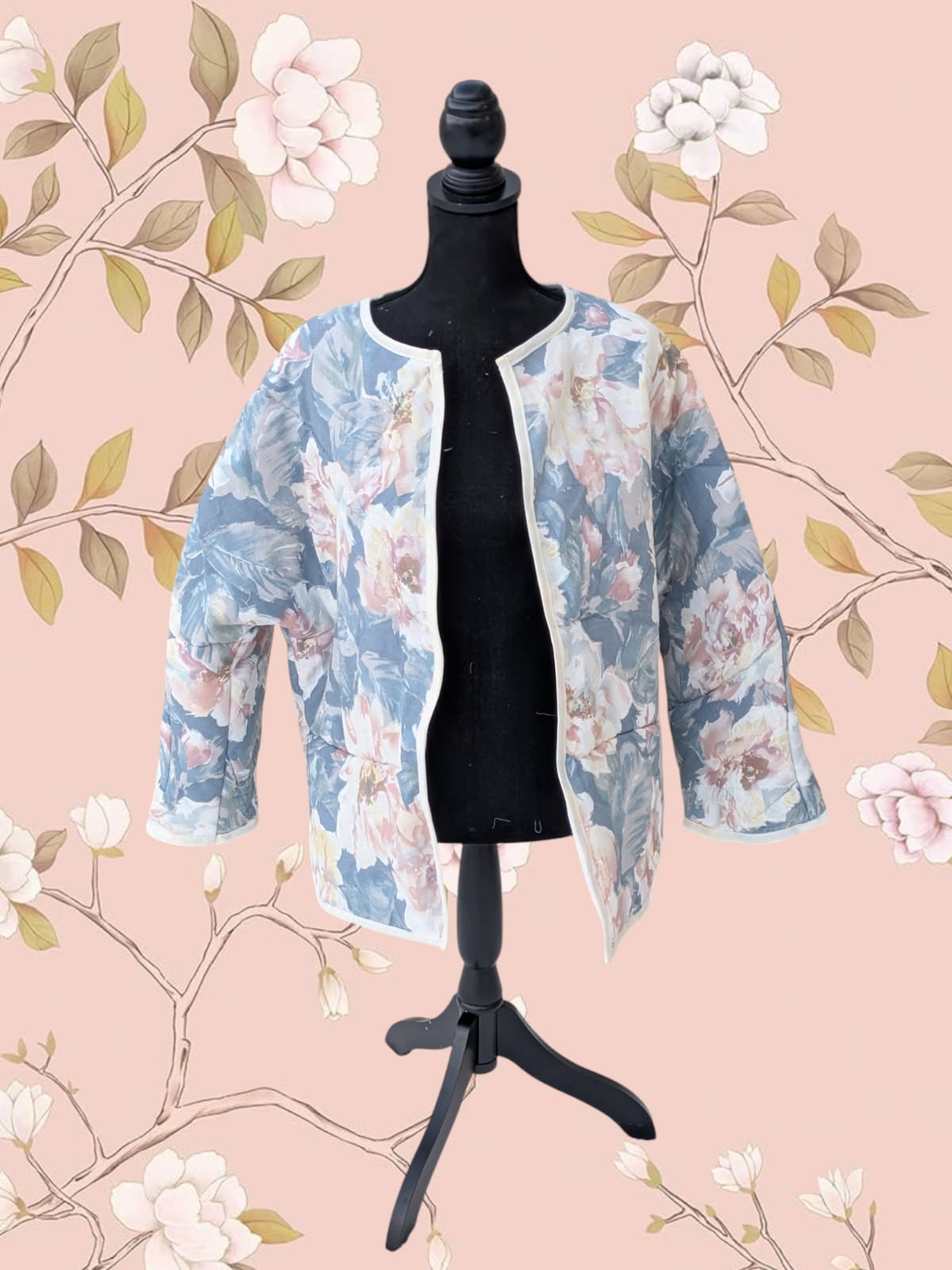 Blue floral quilted jacket