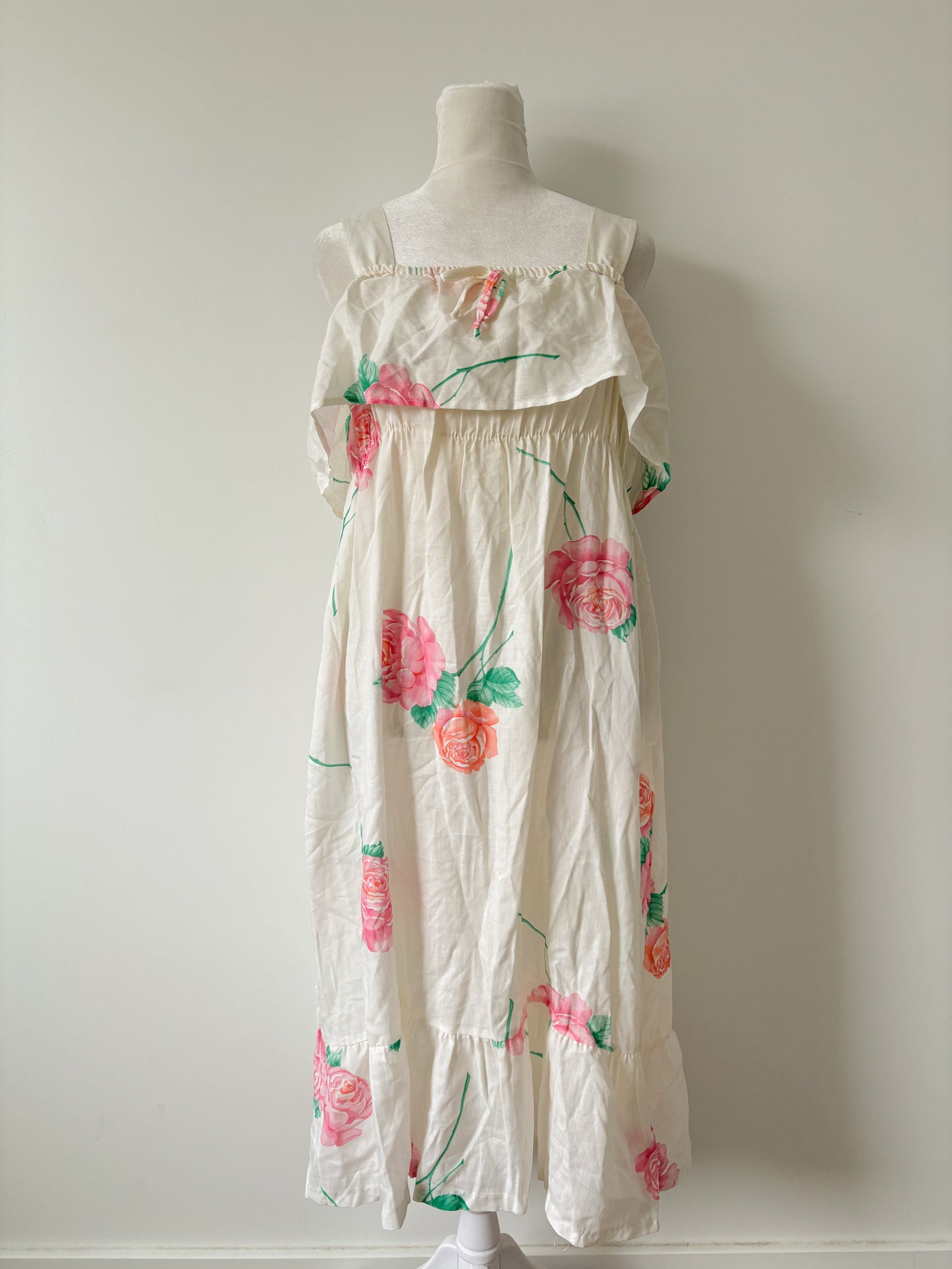 Cream rose tank dress-M