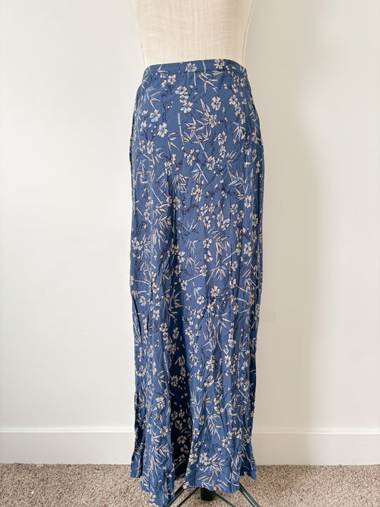 Blue floral David dart skirt-M