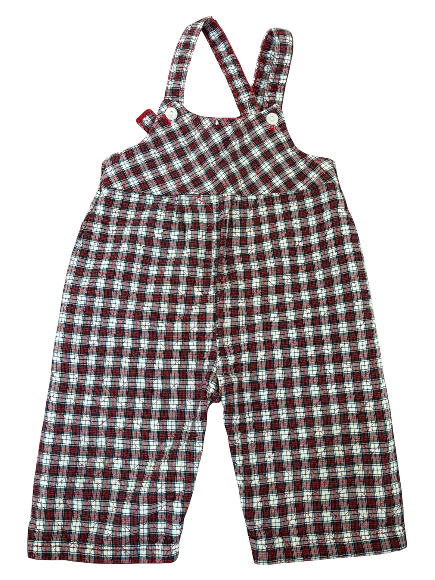 Baby red plaid quilted overalls-16-20LBs