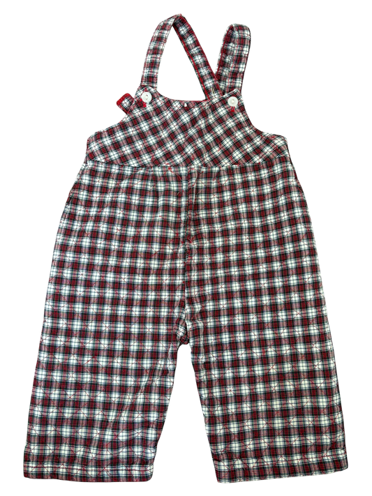 Baby red plaid quilted overalls-16-20LBs