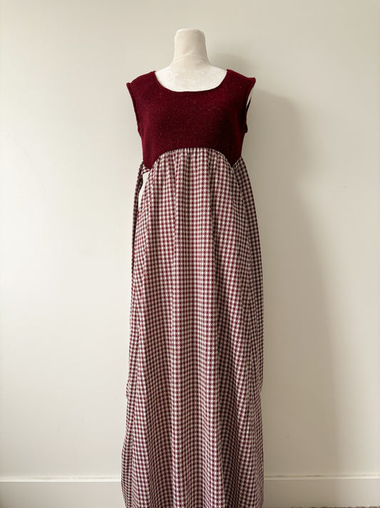 Pattern maroon top maxi dress-M