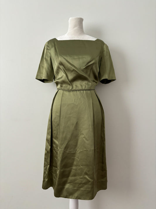 Green silky dress-S